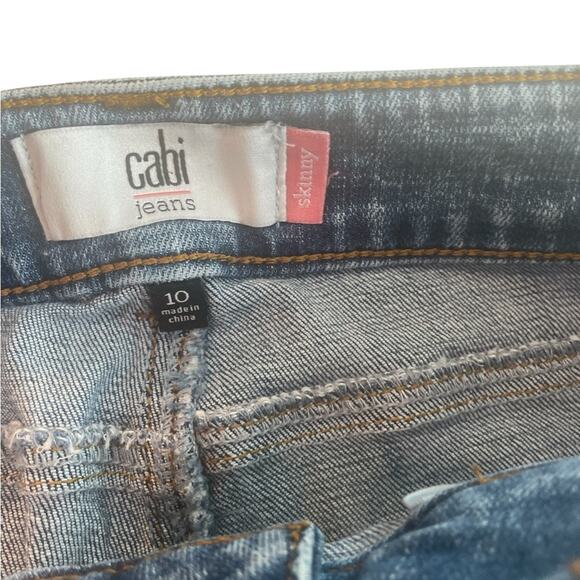 Cabi Blue Distressed Straight Leg Soft Stretch Jeans Size 10 EUC - Picture 5 of 8